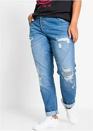 Boyfriendjeans med destroyed-effekter och återvunnen polyester, bonprix