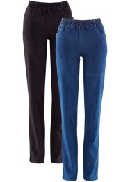 Långa jeans med medelhög midja, raka ben (2-pack), bpc bonprix collection