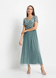 Maxiklänning med paljettbroderi, bonprix