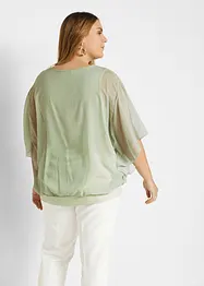 Chiffongblus med linne, bonprix