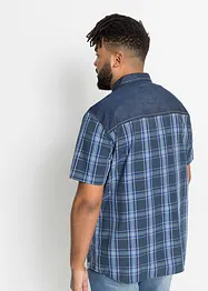 Kortärmad skjorta med denimbesättning, bonprix