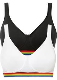 Pride-BH utan bygel med bomull (2-pack), bpc bonprix collection