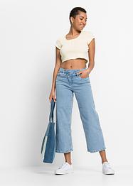 Vida korta jeans med diagonal midja, ekologisk bomull, RAINBOW