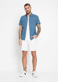 Kortärmad jeansskjorta, smal passform (2-pack), John Baner JEANSWEAR
