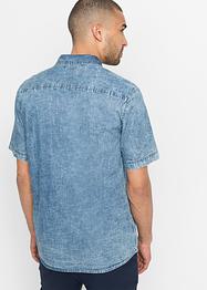 Kortärmad jeansskjorta med tvättad look, John Baner JEANSWEAR