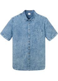 Kortärmad jeansskjorta med tvättad look, John Baner JEANSWEAR