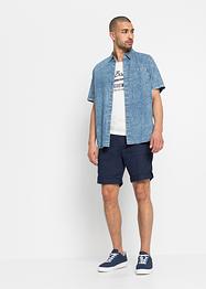 Kortärmad jeansskjorta med tvättad look, John Baner JEANSWEAR