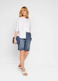 Tunn denimbyxa med lin, bonprix