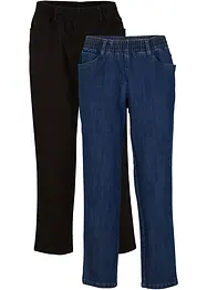 Jeans med bekväm medelhög midja (2-pack), raka ben, bonprix