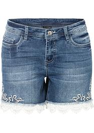 Jeansshorts med broderi och spets, BODYFLIRT