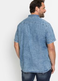 Kortärmad jeansskjorta med tvättad look, John Baner JEANSWEAR