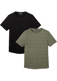 T-shirt med rullade kanter (2-pack), smal passform, RAINBOW