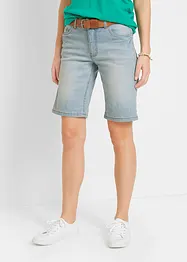 Stretchiga jeansbermudas med färgade uppvikta benslut, bonprix