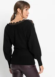 Finstickad tröja med spets, bonprix