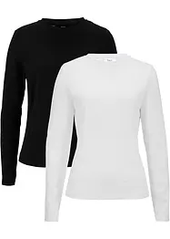 Högt skuren, långärmad T-shirt (2-pack), bonprix