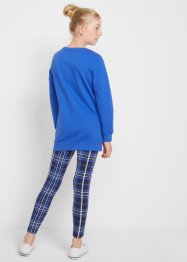 Lång sweatshirt + rutiga leggings för flickor (2 delar), bpc bonprix collection