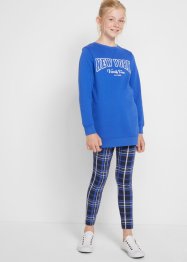 Lång sweatshirt + rutiga leggings för flickor (2 delar), bpc bonprix collection