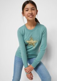 Stickad tröja med paljetter, för flickor, bpc bonprix collection