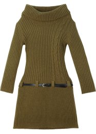 Stickad klänning med skärp, för flickor (2 delar), bpc bonprix collection