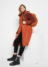 Lång parkas med huva och materialblandning, rakt skuren, bpc bonprix collection