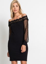 Off-shoulder-klänning med meshärmar, BODYFLIRT boutique