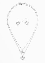 Halsband och örhängen med kristallstenar (4 delar), bpc bonprix collection