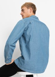 Långärmad kort jeansskjorta med ledig passform, RAINBOW