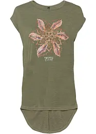 Lång t-shirt med tryck i mjuk viskosmix, bonprix