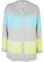 A-linjeformad finstickad cardigan med knappslå och colour blocking-look, bpc bonprix collection