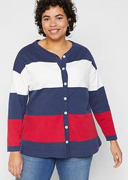 A-linjeformad finstickad cardigan med knappslå och colour blocking-look, bpc bonprix collection