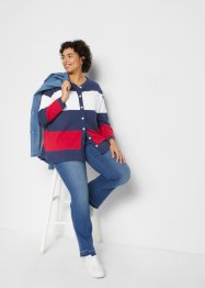 A-linjeformad finstickad cardigan med knappslå och colour blocking-look, bpc bonprix collection