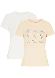 T-shirt i basmodell med tryck (2-pack), bonprix