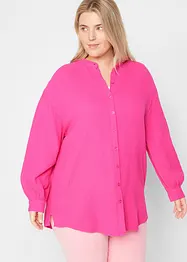 Oversize-muslinblus i bomull, lång modell med slits i sidan, bonprix