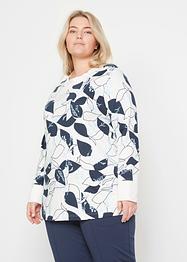 Långärmad topp gjord av ett tungt bomullsmaterial med rund halsringning och slits i sidan, bpc bonprix collection