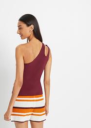 Cold shoulder-linne med ekologisk bomull, RAINBOW