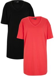 T-shirtklänning i oversizemodell med V-ringning (2-pack), bpc bonprix collection
