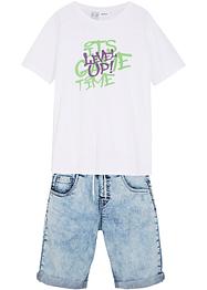 Jeansshorts och T-shirt för pojkar (2 delar), John Baner JEANSWEAR