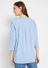 Blus med linne och 3/4-ärm, bonprix