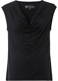 Linne med rund draperad halsringning, bonprix