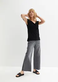 Linne med rund draperad halsringning, bonprix