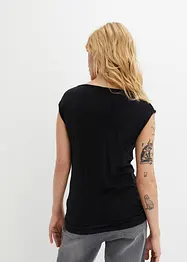 Linne med rund draperad halsringning, bonprix