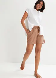 Shorts med paperbagmidja och linne, bonprix