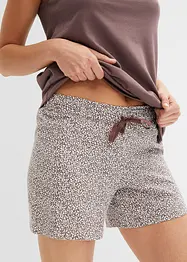 Pyjamas med linne med spets och långa shorts, ekologisk bomull, bonprix