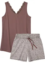 Kort pyjamas med tunn spets, bonprix
