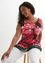 Longshirt med chiffong, bonprix