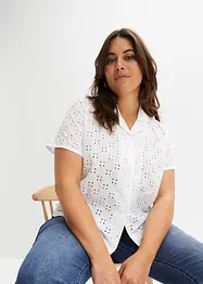 Moderiktig blus med hålbroderi, bonprix