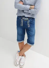 Stretchiga jeansbermudas med broderi, Regular Fit, bonprix