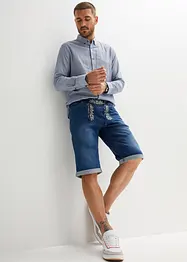 Stretchiga jeansbermudas med broderi, Regular Fit, bonprix