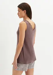 Kort pyjamas med tunn spets, bonprix