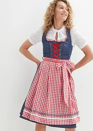 Knälång dirndl med jeanslook och förkläde (2 delar), bonprix